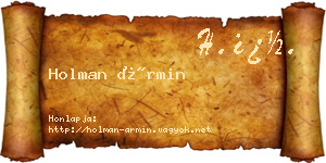 Holman Ármin névjegykártya